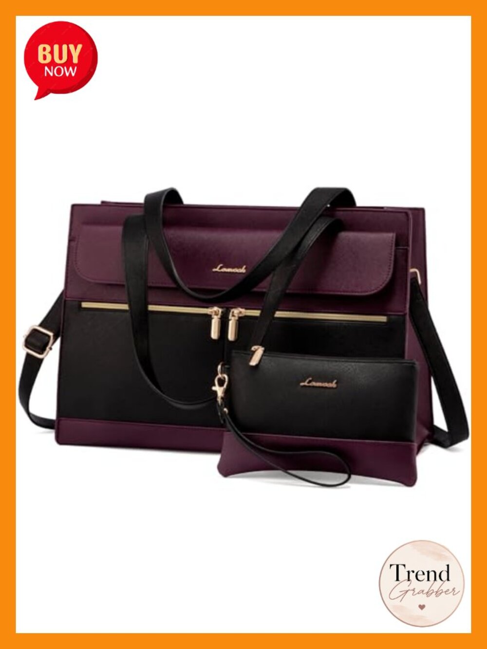 17.3 Inch Laptop Tote Bag Waterproof PU Leather Briefcase Crossbody Purse